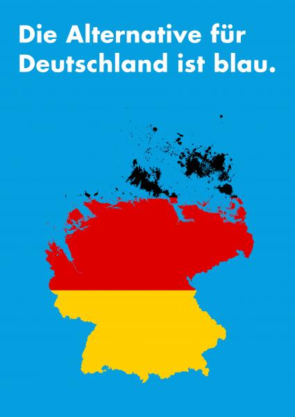 "Die Alternative für Deutschland ist blau." – "The alternative for Germany is blue."